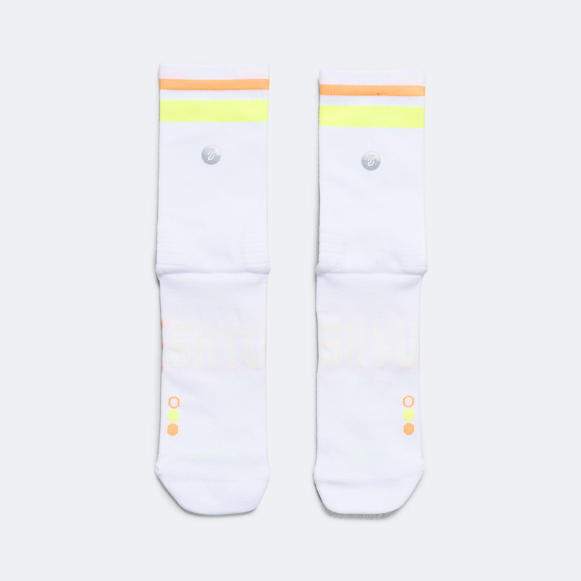 Shyu - Half Crew Racing Socks - White/Lime/Mango - Up There Athletics
