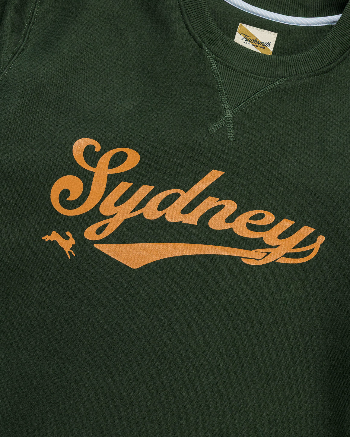 Tracksmith - Mens Trackhouse Crew - Sydney 2026 - Forest/Deep Gold - Up There Athletics