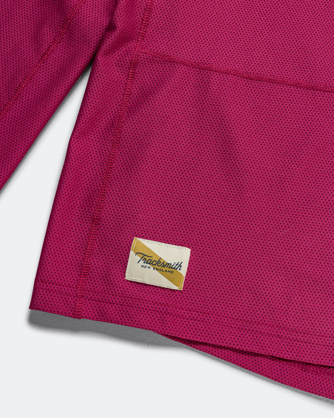 Tracksmith - Mens Van Cortlandt Long Sleeve - Raspberry/Ivory - Up There Athletics