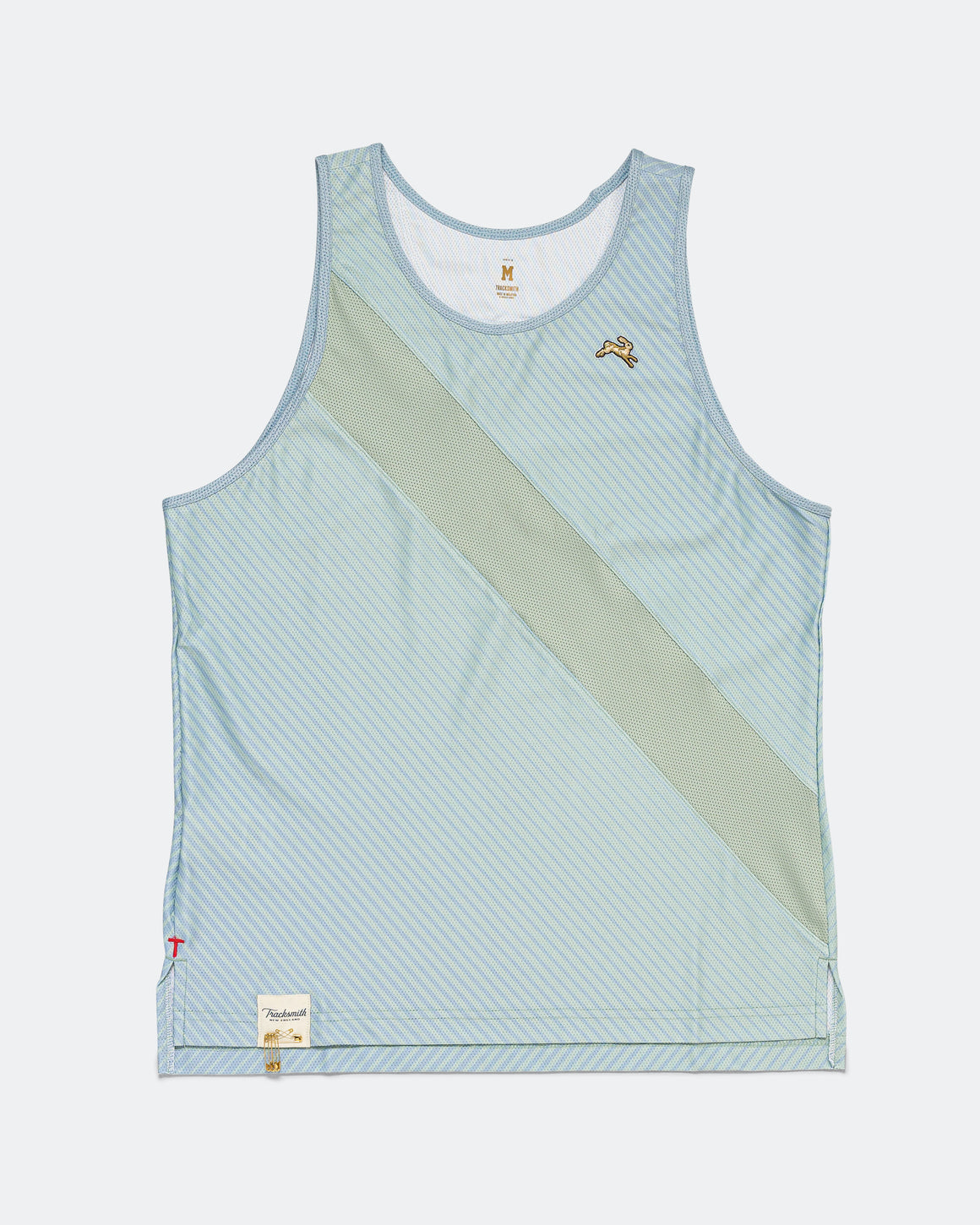 Tracksmith - Mens Van Cortlandt Singlet - Jadeiete/Dusty Blue Print - Up There Athletics