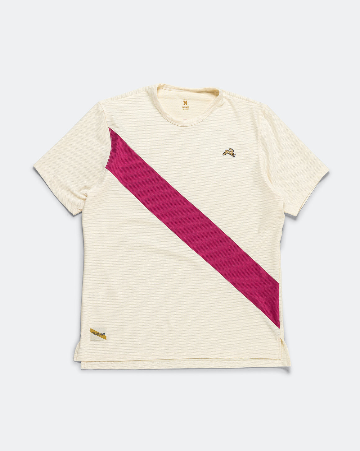 Tracksmith - Mens Van Cortlandt Tee - Ivory/Raspberry - Up There Athletics