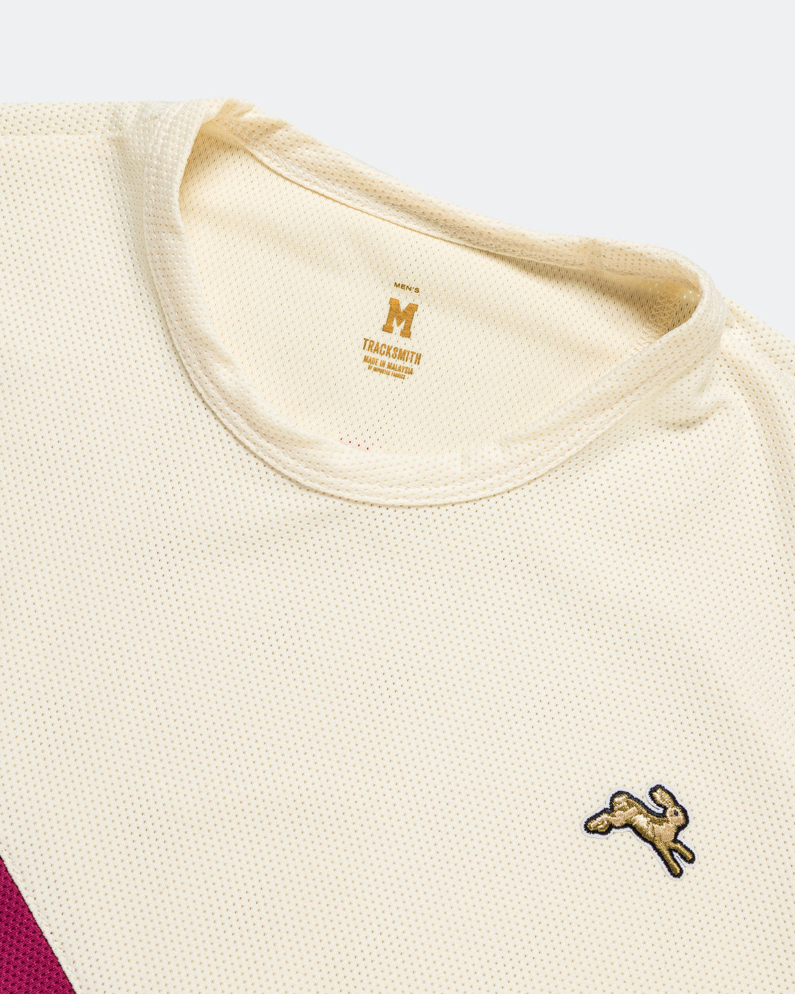 Tracksmith - Mens Van Cortlandt Tee - Ivory/Raspberry - Up There Athletics