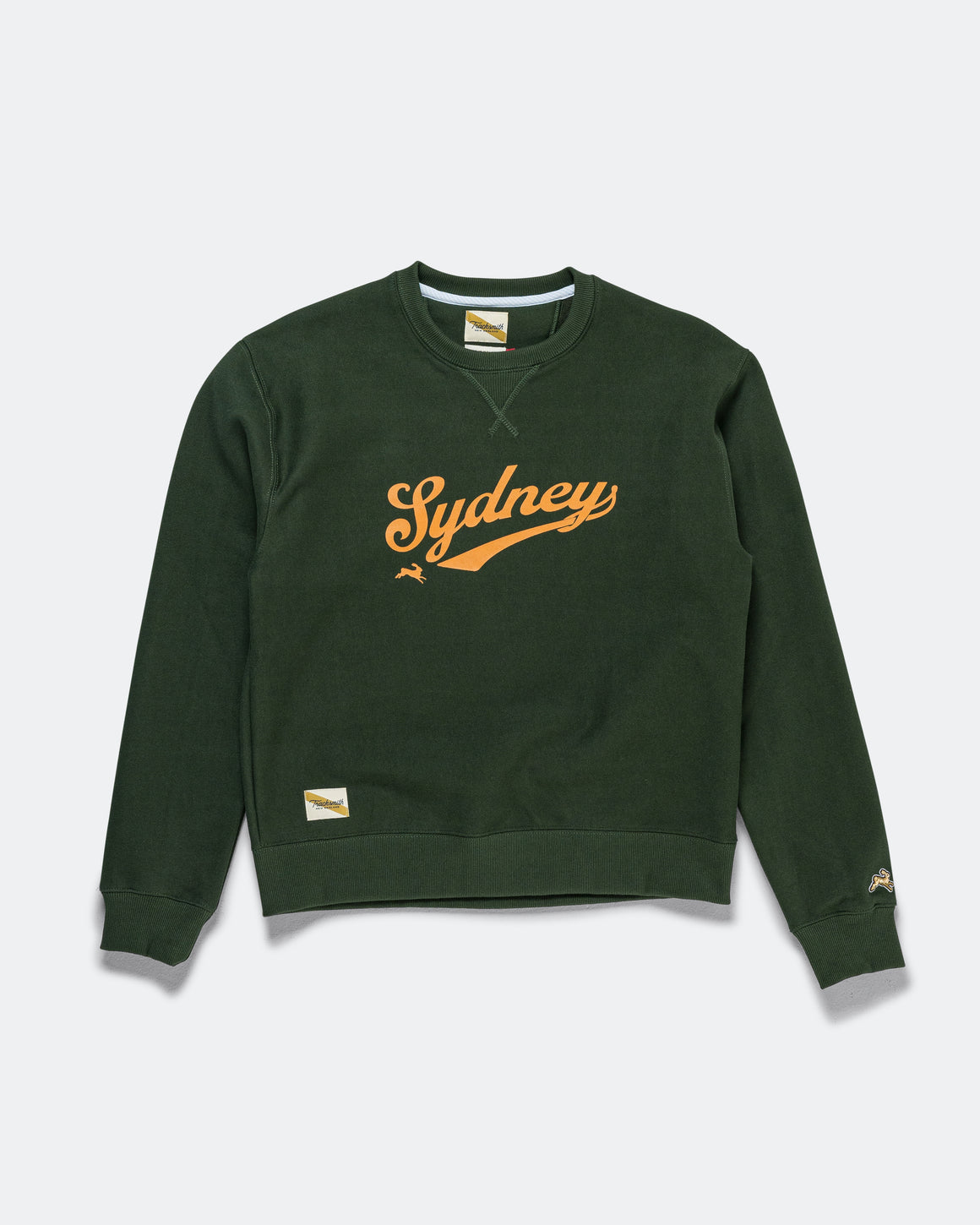 Tracksmith - Womens Trackhouse Crew - Sydney 2026 - Forest/Deep Gold - Up There Athletics