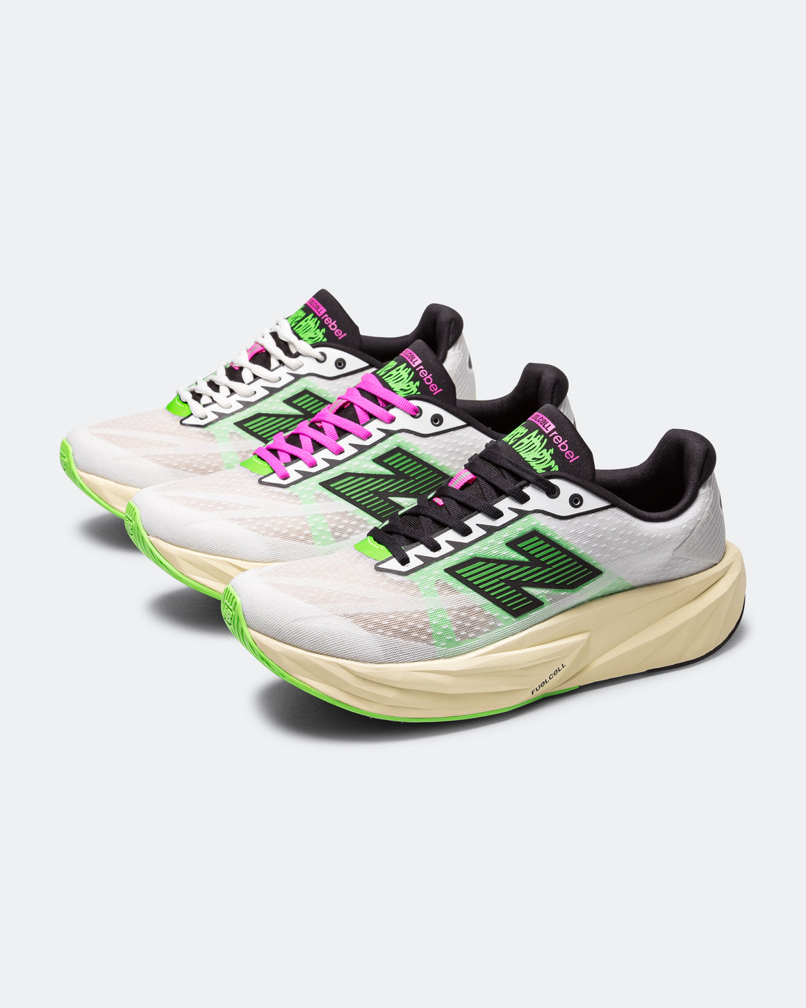 New Balance - FuelCell Rebel v5 x UTA - White/Neon Surge-Dawn Glow - Up There Athletics