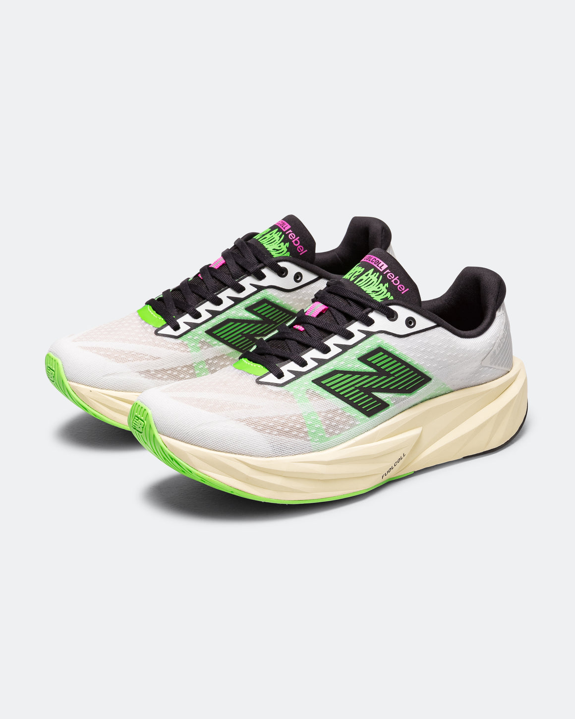 New Balance - FuelCell Rebel v5 x UTA - White/Neon Surge-Dawn Glow - Up There Athletics