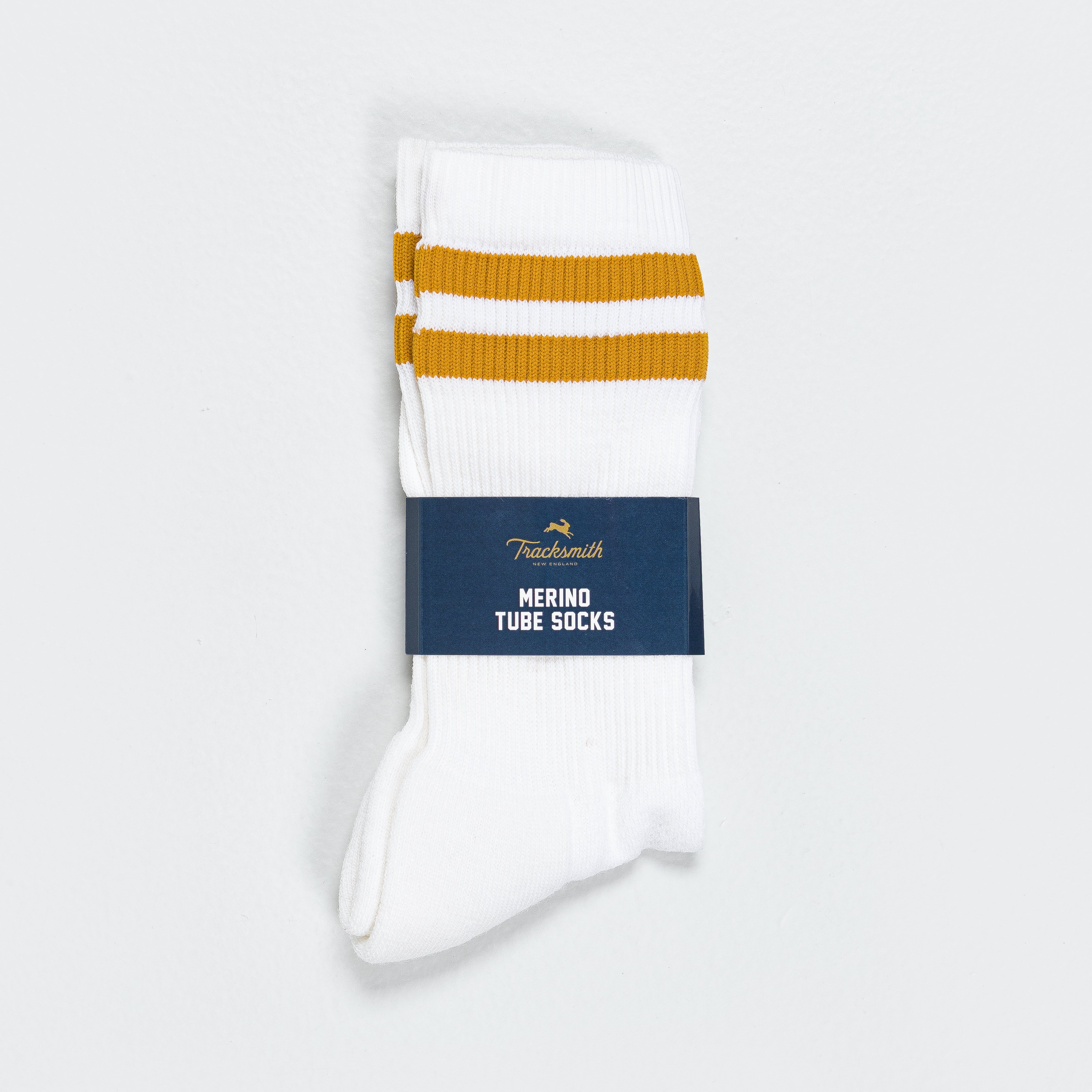 Merino Tube Socks - White/Gold | Up There Athletics